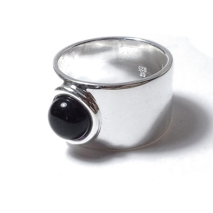Anello fascia larga in argento 925 con pietra - MARY
