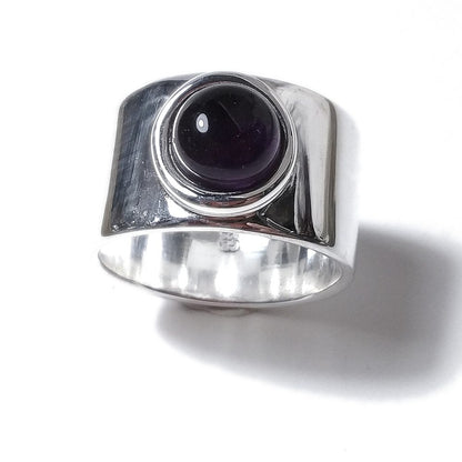 Anello fascia larga in argento 925 con pietra - MARY