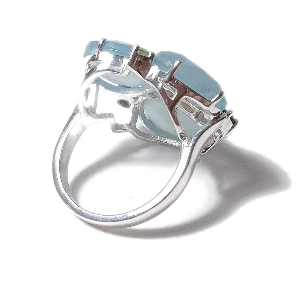 Calcedonio Anello TIFFANY in argento 925 ANELLO artigianale con pietre | GIOIELLI ARGENTO
