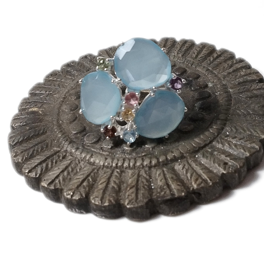 Calcedonio Anello TIFFANY in argento 925 ANELLO artigianale con pietre | GIOIELLI ARGENTO