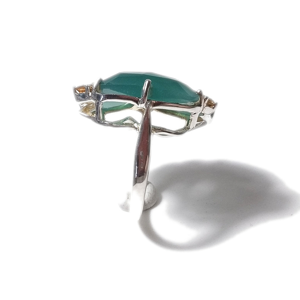 Agata verde Anello TIFFANY in argento 925 ANELLO artigianale con pietre | GIOIELLI ARGENTO