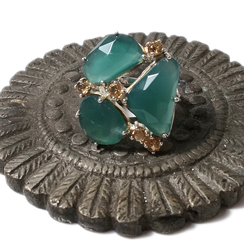 Agata verde Anello TIFFANY in argento 925 ANELLO artigianale con pietre | GIOIELLI ARGENTO