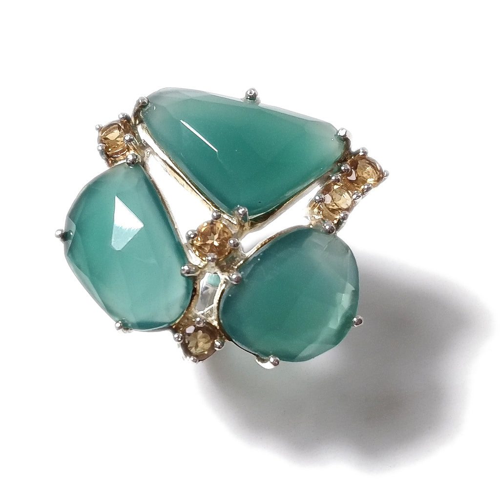 Agata verde Anello TIFFANY in argento 925 ANELLO artigianale con pietre | GIOIELLI ARGENTO