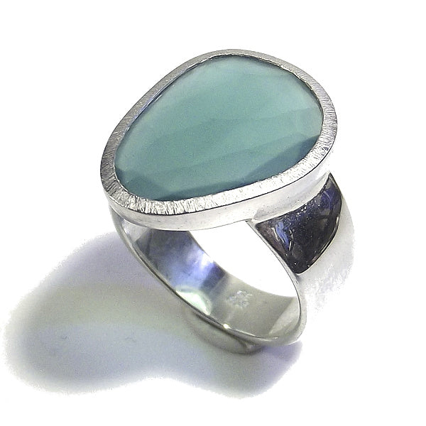 ANELLO NURRIN artigianale in argento 925 con Agata verde | Gioielli in argento