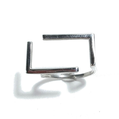 Anello in argento 925 lucido a rettangolo - LENNY