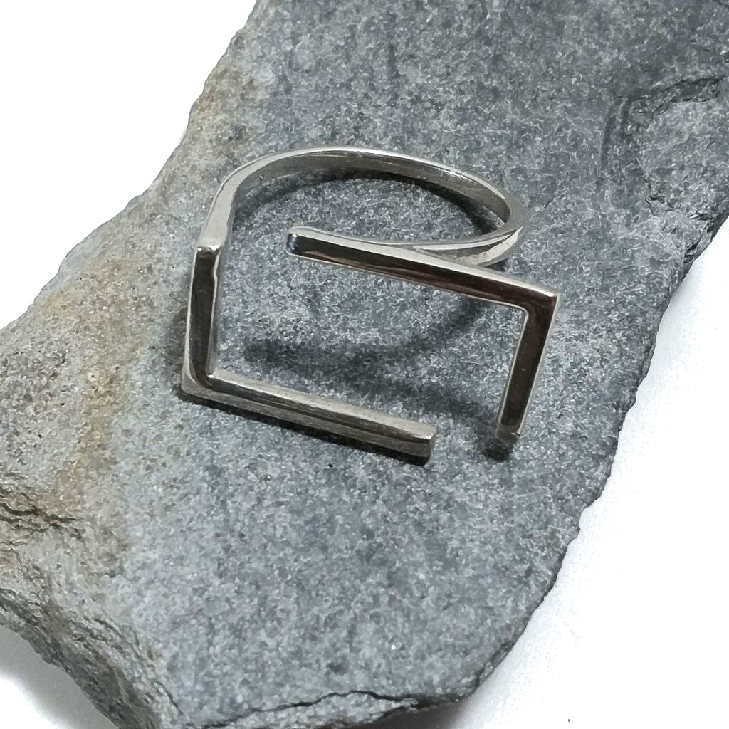 Anello in argento 925 lucido a rettangolo - LENNY