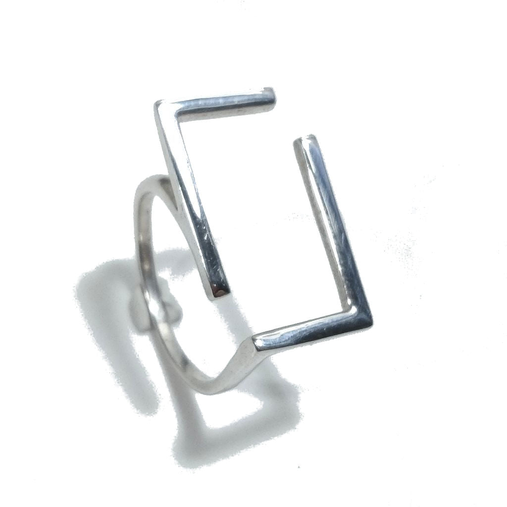 Anello in argento 925 lucido a rettangolo - LENNY