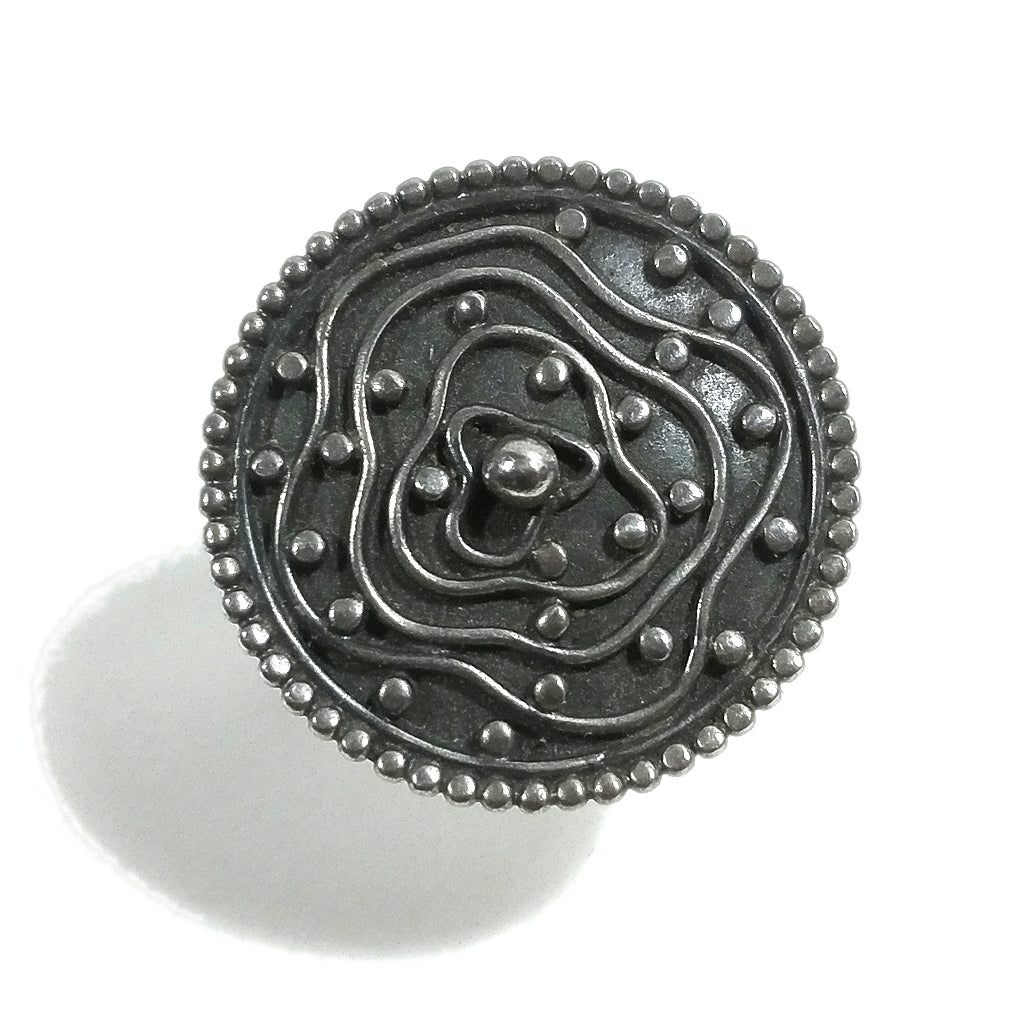 ETNICO | Anello in argento 925 grande - brunito - forma di fiore - GIOIELLI