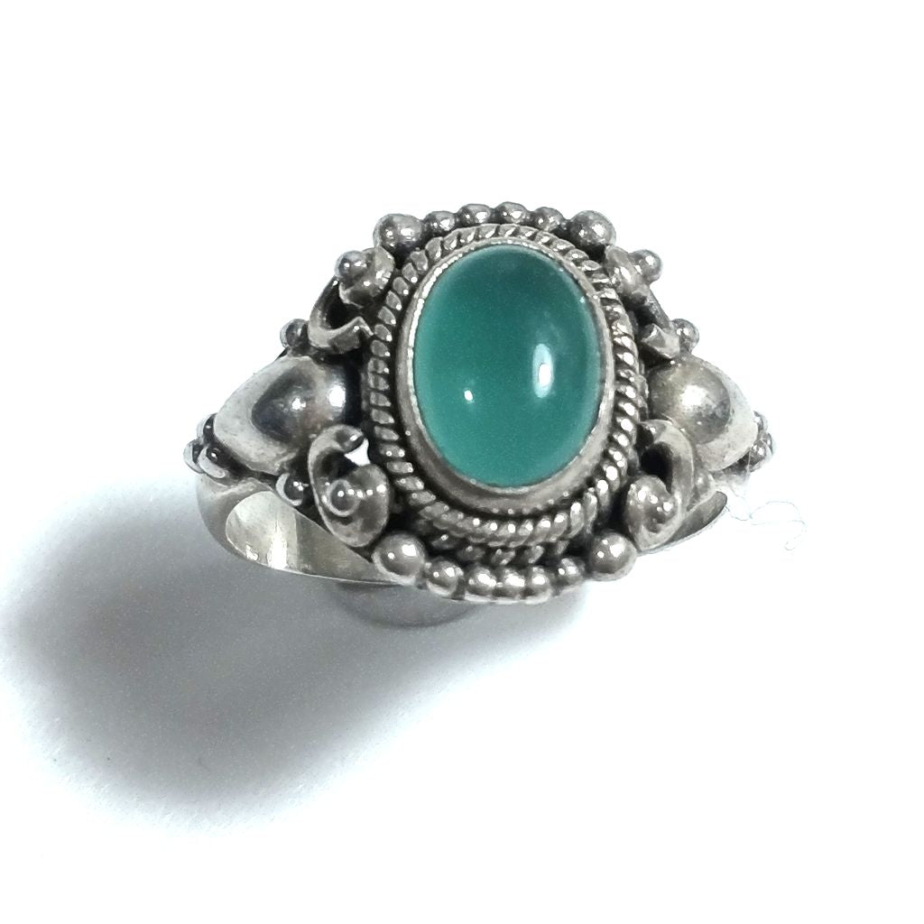 Anello con pietra in argento 925 con AGATA VERDE | Gioielli in argento