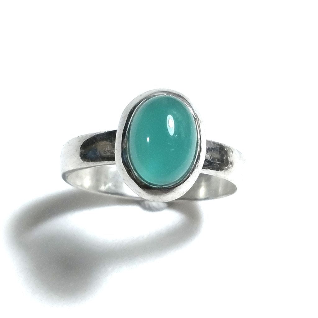 Anello fascia in argento 925 Anello con pietra AGATA verde | ANELLI ARGENTO