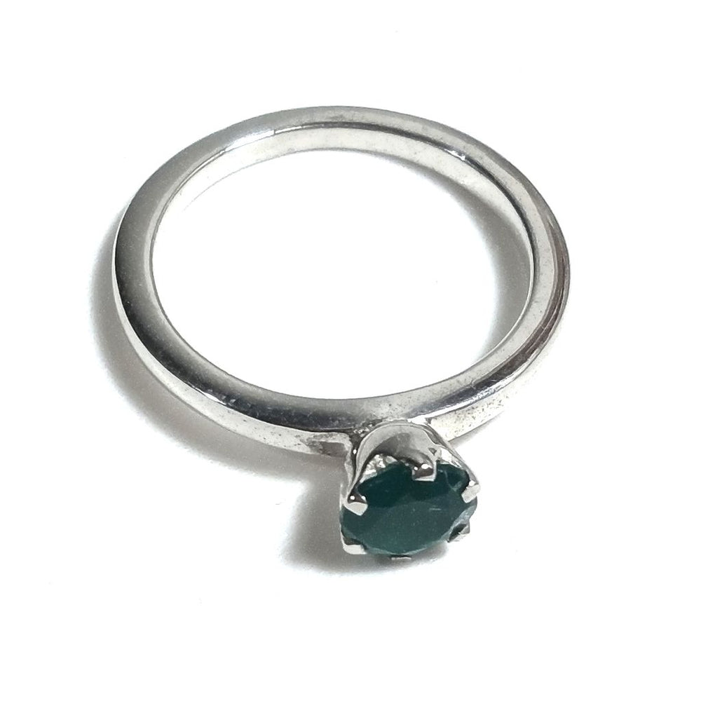Anello fascia in argento 925 Anello con pietra AGATA verde | ANELLI ARGENTO