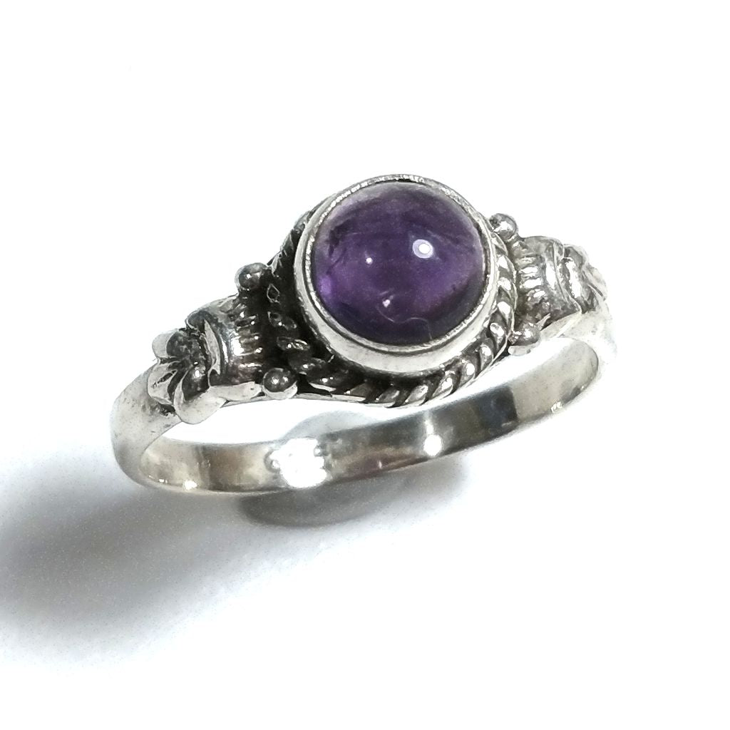 Anello con pietra in argento 925 con Ametista | GIOIELLI ETNICI | Anello FIORE