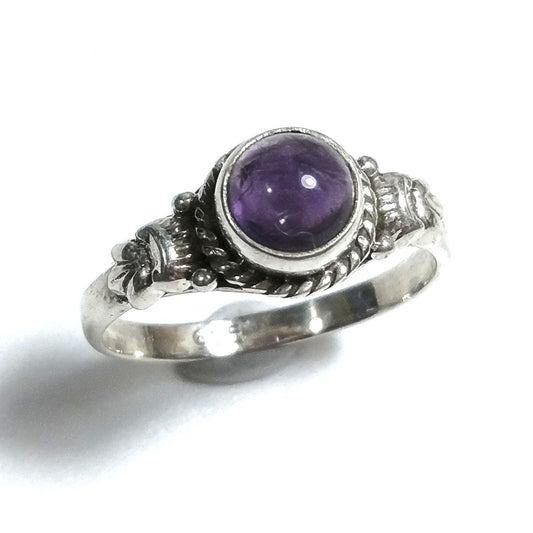Anello con pietra in argento 925 con Ametista | GIOIELLI ETNICI | Anello FIORE