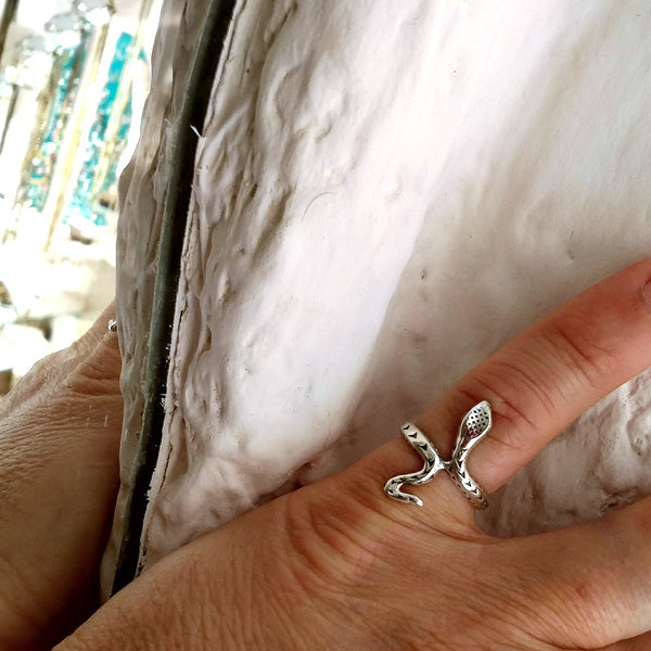 ANELLO SERPENTE in argento 925 artigianale - NAGA
