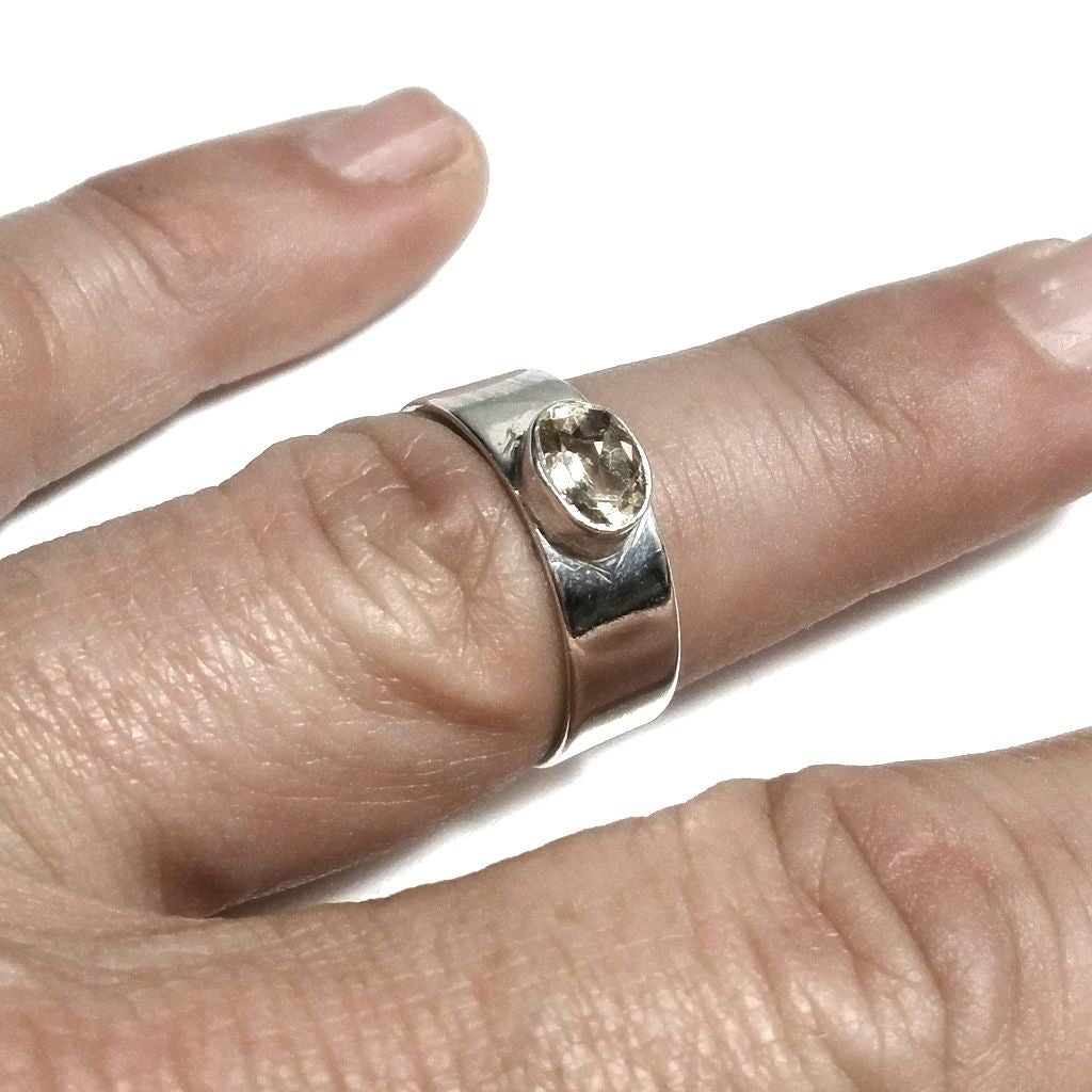 Anello con pietra in argento 925 con Quarzo CITRINO | GIOIELLI ETNICI | Fascia