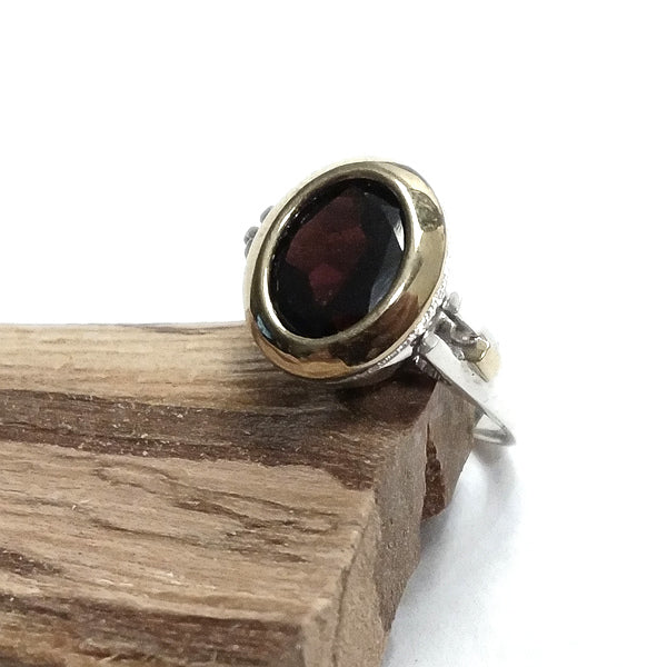 Anello fascia ETNICA in argento 925 con pietra - NURAMI
