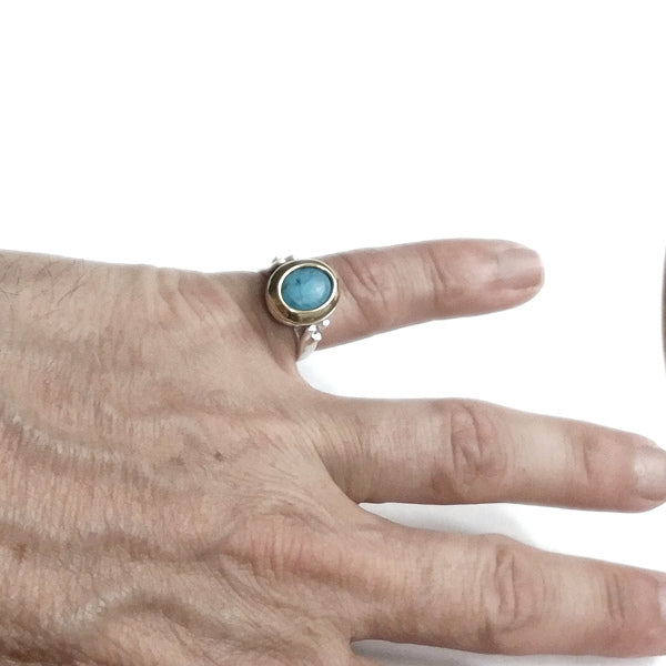 Anello fascia ETNICA in argento 925 con pietra - NURAMI