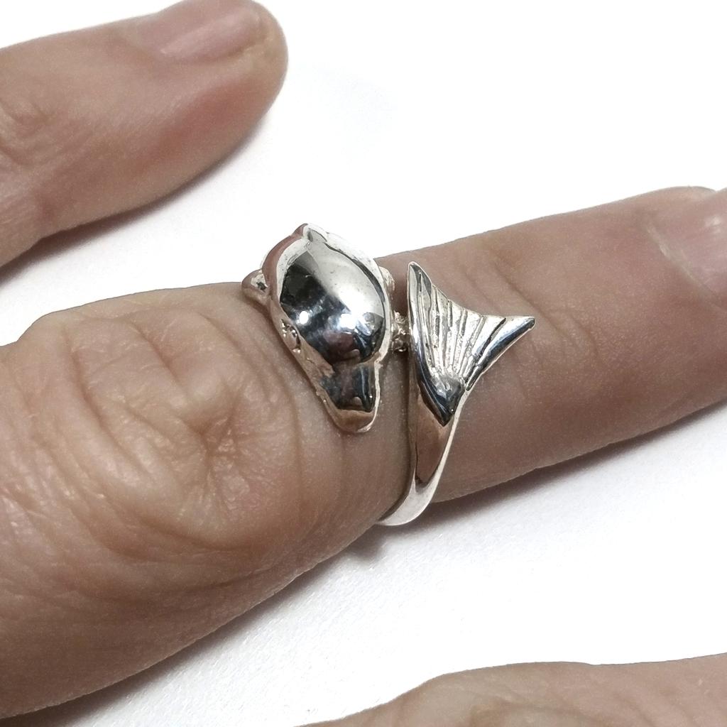 Anello fascia in argento 925 artigianale - Delfino4