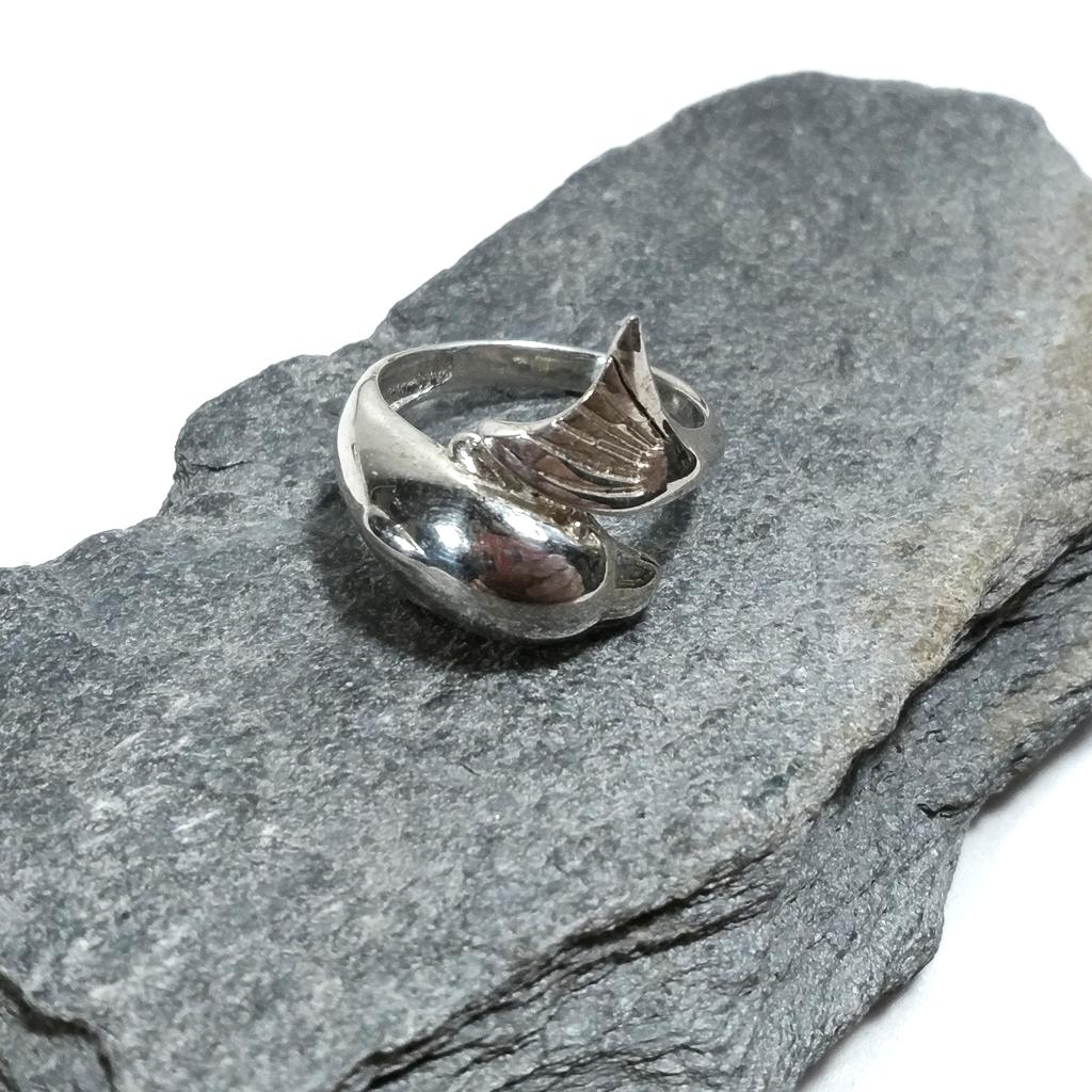 Anello fascia in argento 925 artigianale - Delfino