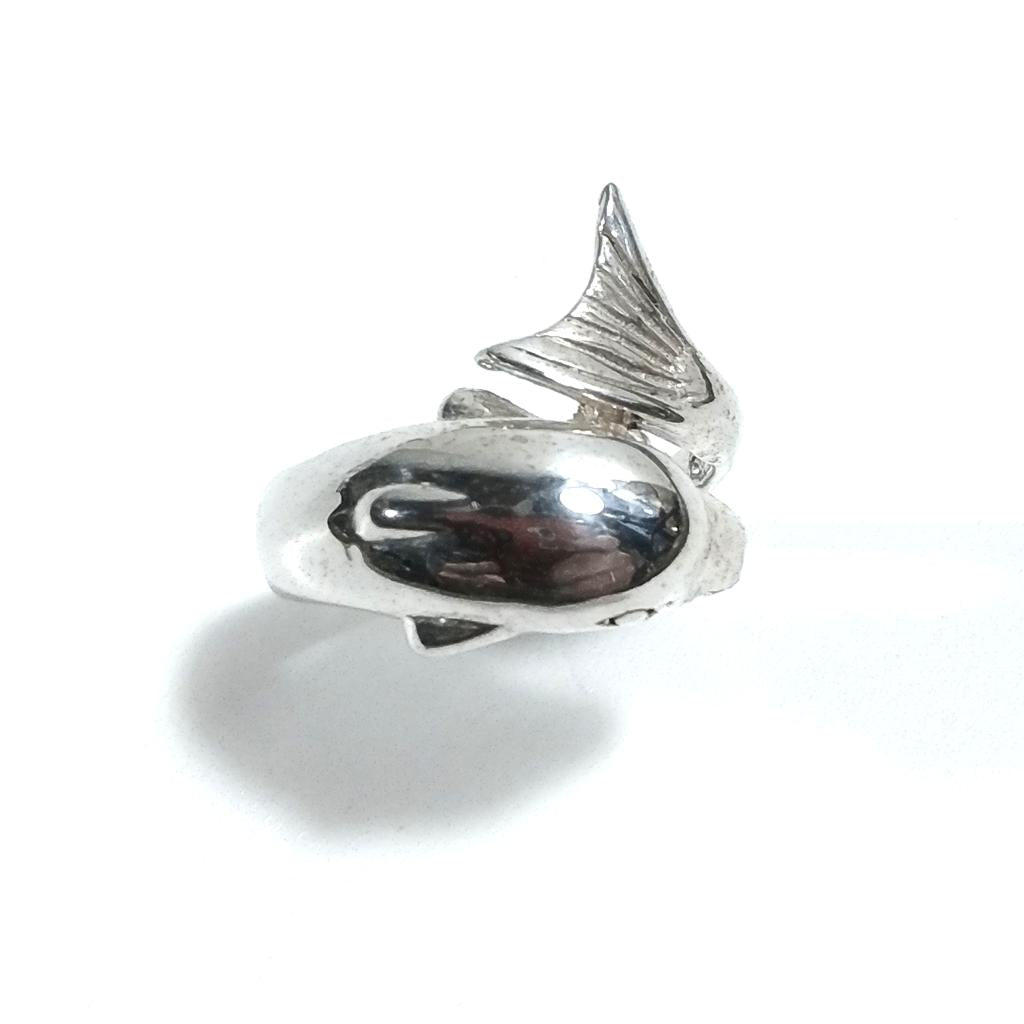 Anello fascia in argento 925 artigianale - Delfino