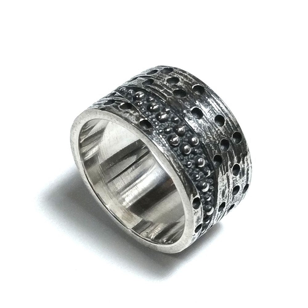 Anello fascia in argento 925 brunito - MOON