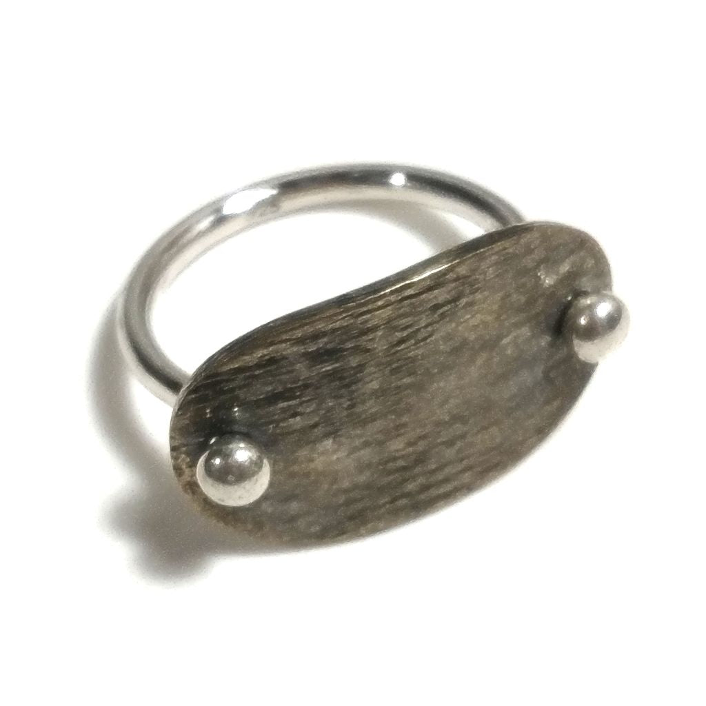 ANELLO artigianale in argento 925 con placca in ottone | ANELLI ARGENTO