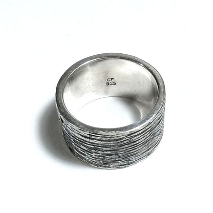 Anello fascia in argento 925 brunito - MOON