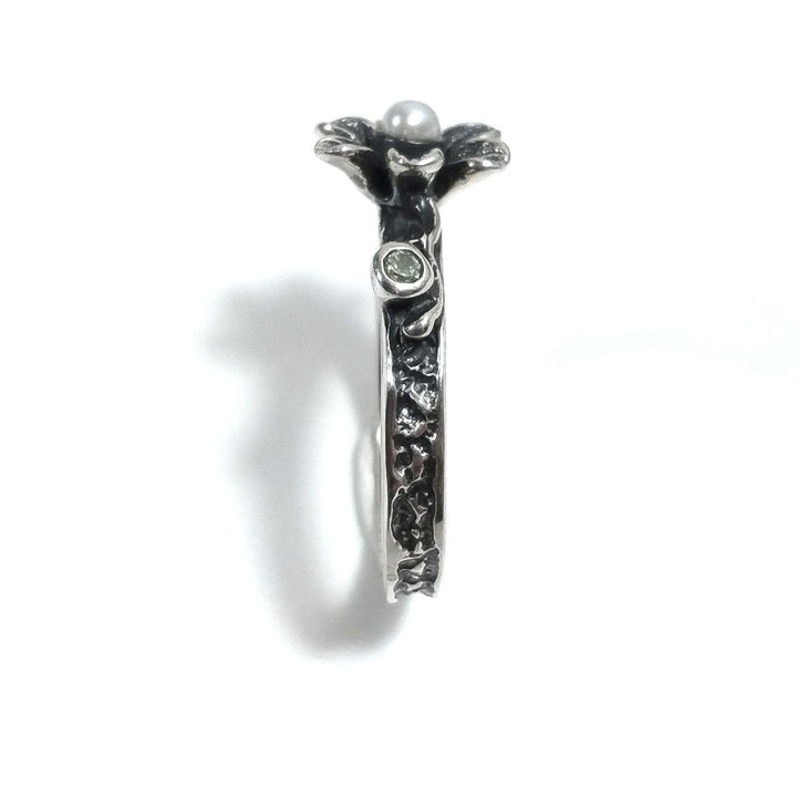 Anello con pietra in argento 925 con Perla, Pietra di luna | FIORE