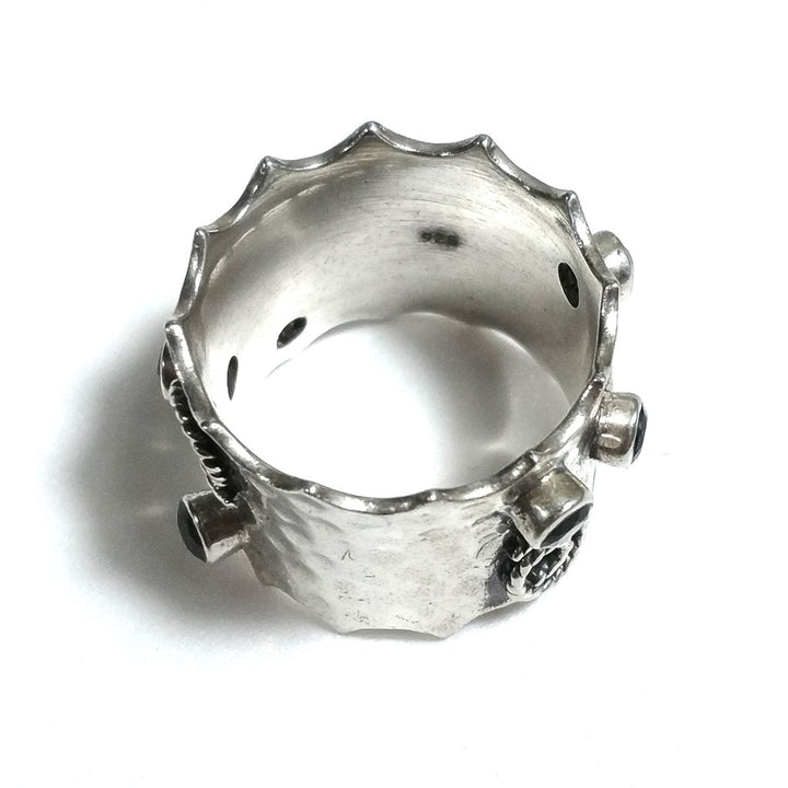 Anello fascia in argento 925 Anello con pietra Onice nero | GIOIELLI IN ARGENTO