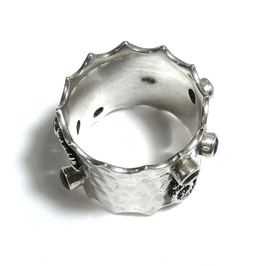 Anello fascia in argento 925 Anello con pietra Onice nero | GIOIELLI IN ARGENTO