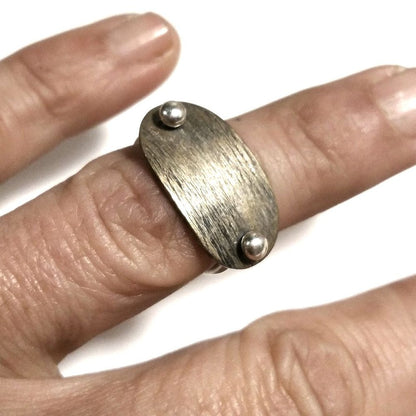 ANELLO artigianale in argento 925 con placca in ottone | ANELLI ARGENTO