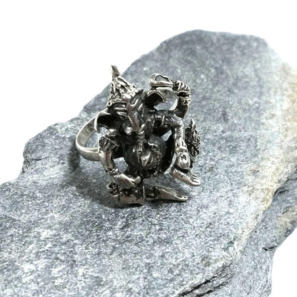 ANELLO ETNICO in argento 925 con GANESH | GIOIELLI ETNICI