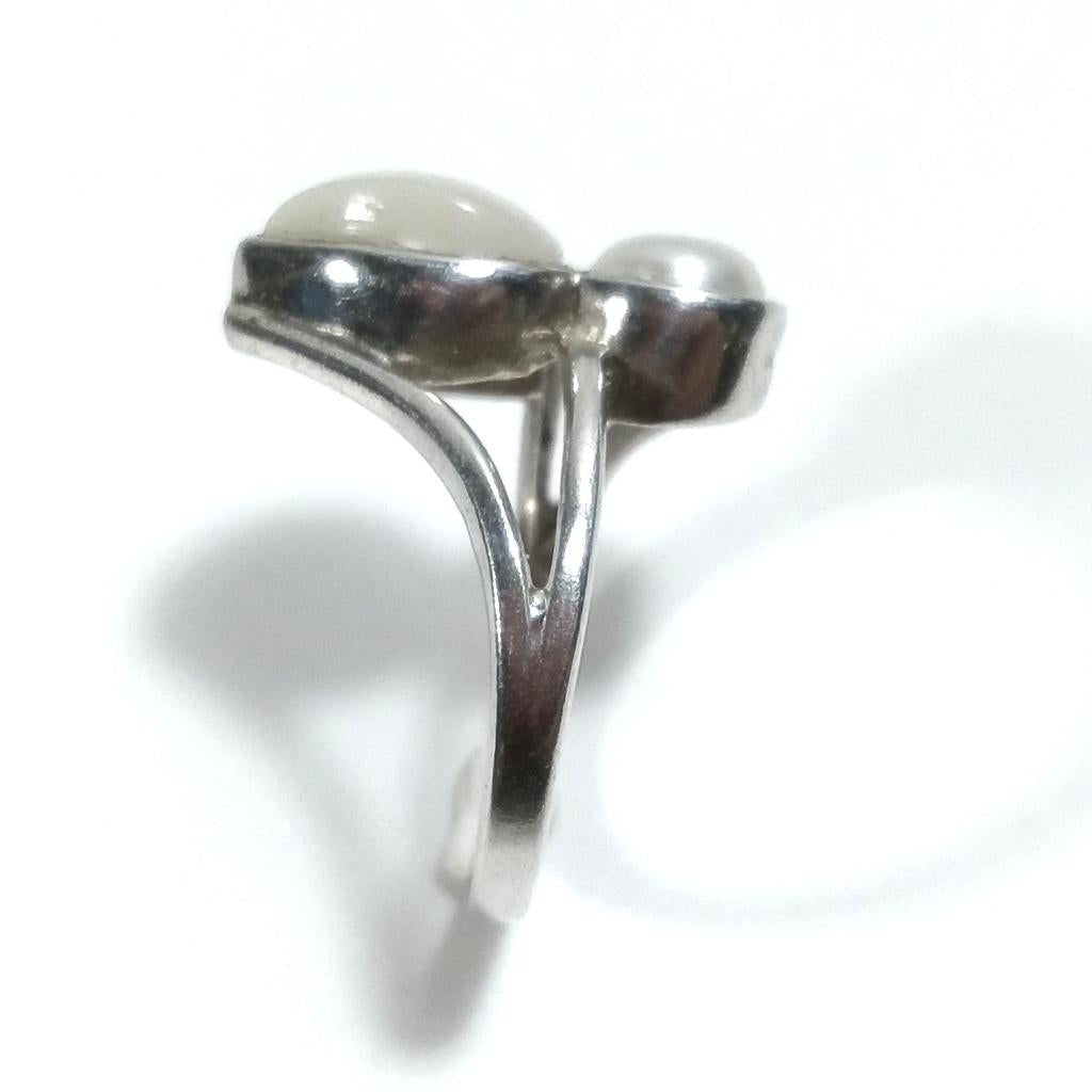 Anello con pietra in argento 925 con due Perle | GIOIELLI ETNICI