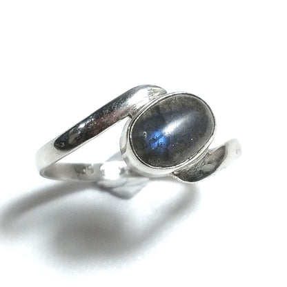 Anello fascia in argento 925 Anello con pietra Labradorite, Corallo | ANELLI ARGENTO