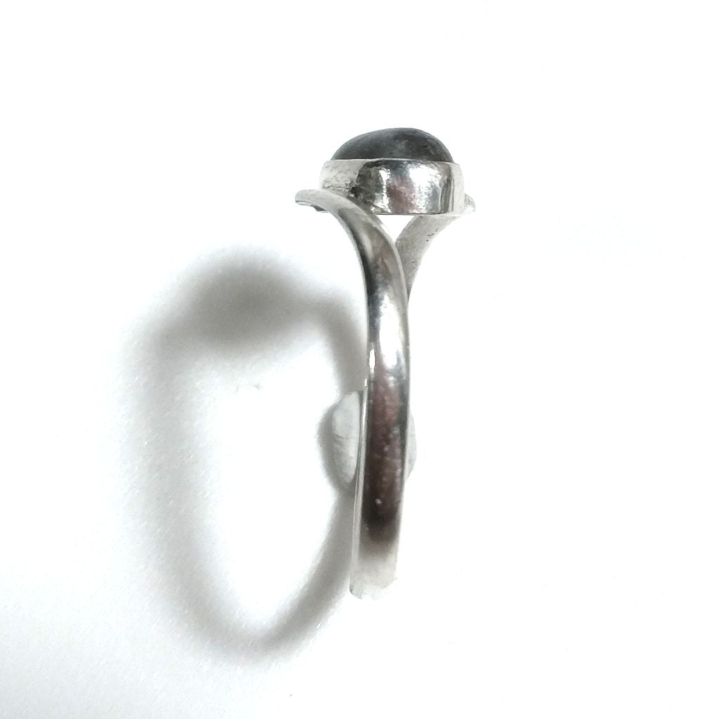 Anello fascia in argento 925 Anello con pietra Labradorite, Corallo | ANELLI ARGENTO
