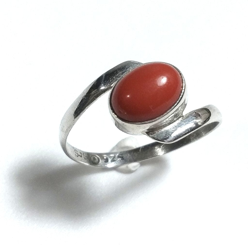 Anello fascia in argento 925 Anello con pietra Labradorite, Corallo | ANELLI ARGENTO