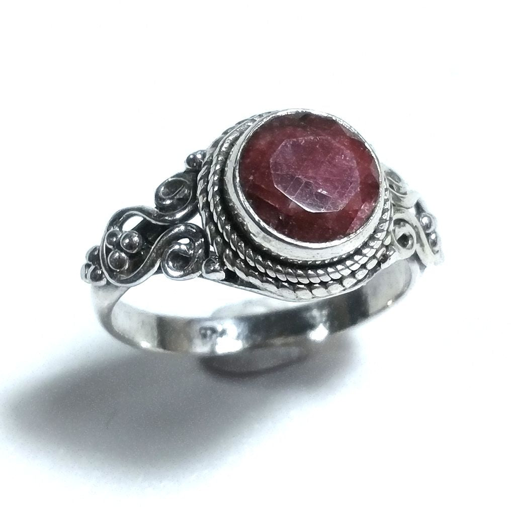 Anello con pietra in argento 925 con Granato, Radice rubino, Quarzo rosa | GIOIELLI IN ARGENTO