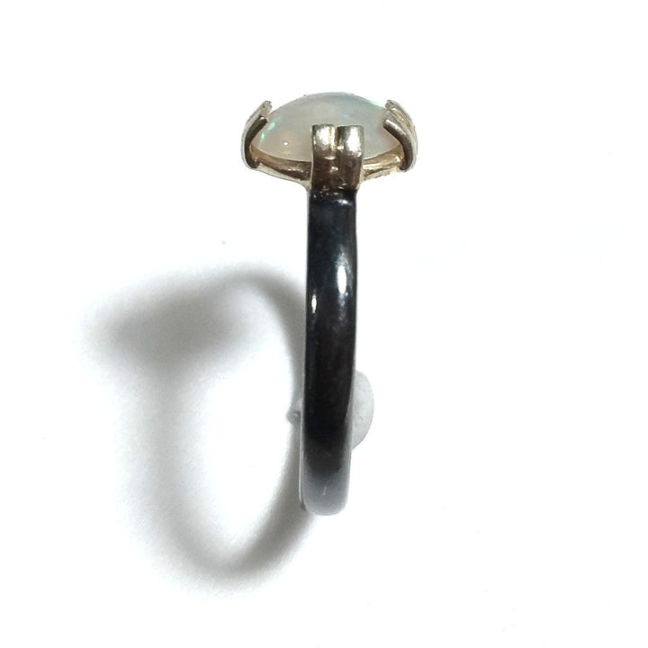 Anello con pietra in argento 925 rodio nero con Opale | ANELLI ARGENTO