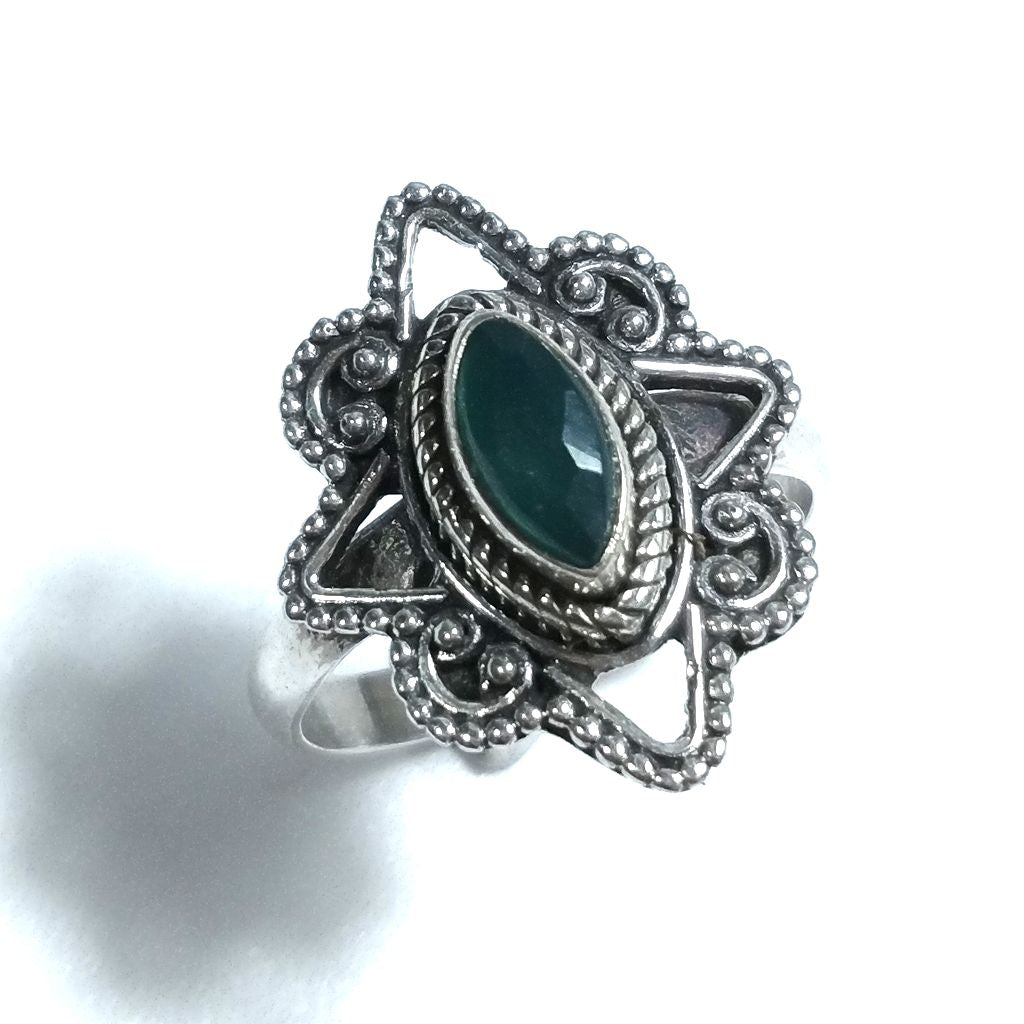 Anello con pietra in argento 925 con Lapislazzuli, Agata verde FILIGRANA | GIOIELLI ETNICI
