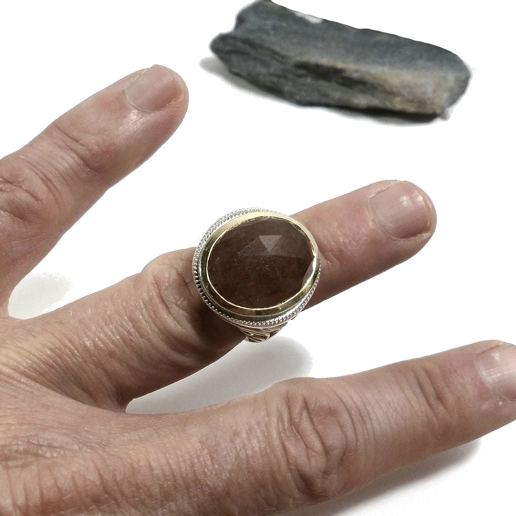 ANELLO ETNICO in argento 925 Anello con pietra Quarzo rutilato | GIOIELLI IN ARGENTO