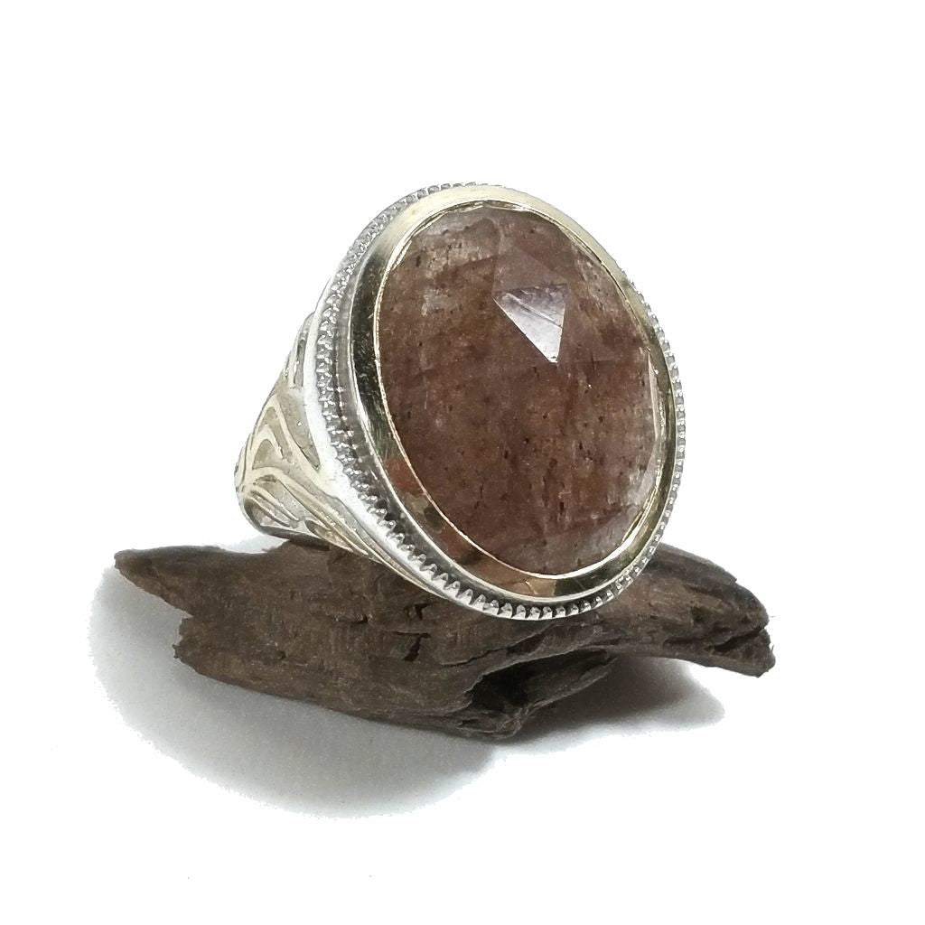 ANELLO ETNICO in argento 925 Anello con pietra Quarzo rutilato | GIOIELLI IN ARGENTO