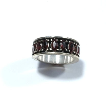 Anello artigianale fascia in argento 925 con pietra - MALAMPUR