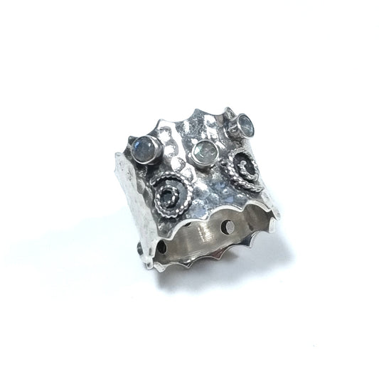 Anello fasciain argento 925ANELLO artigianaleLabradorite | ANELLI ARGENTO