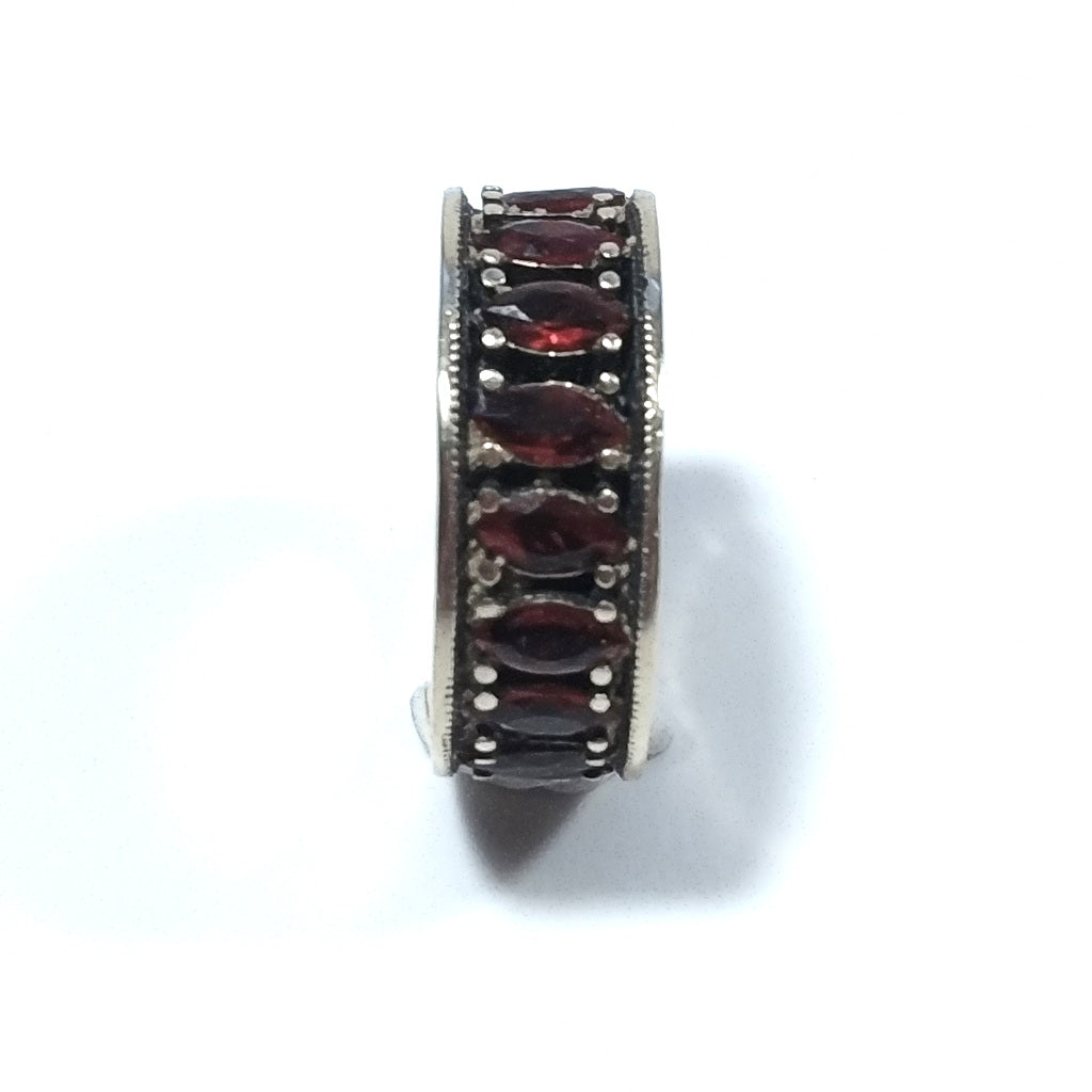 Anello artigianale fascia in argento 925 con pietra - MALAMPUR