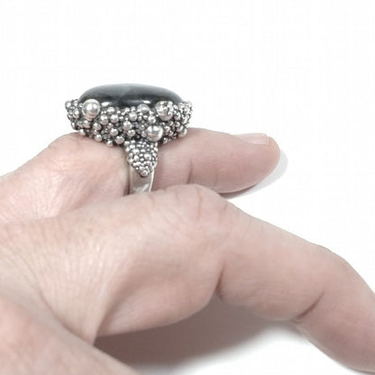Anello DOT con pietra in argento 925 ANELLO artigianale Labradorite