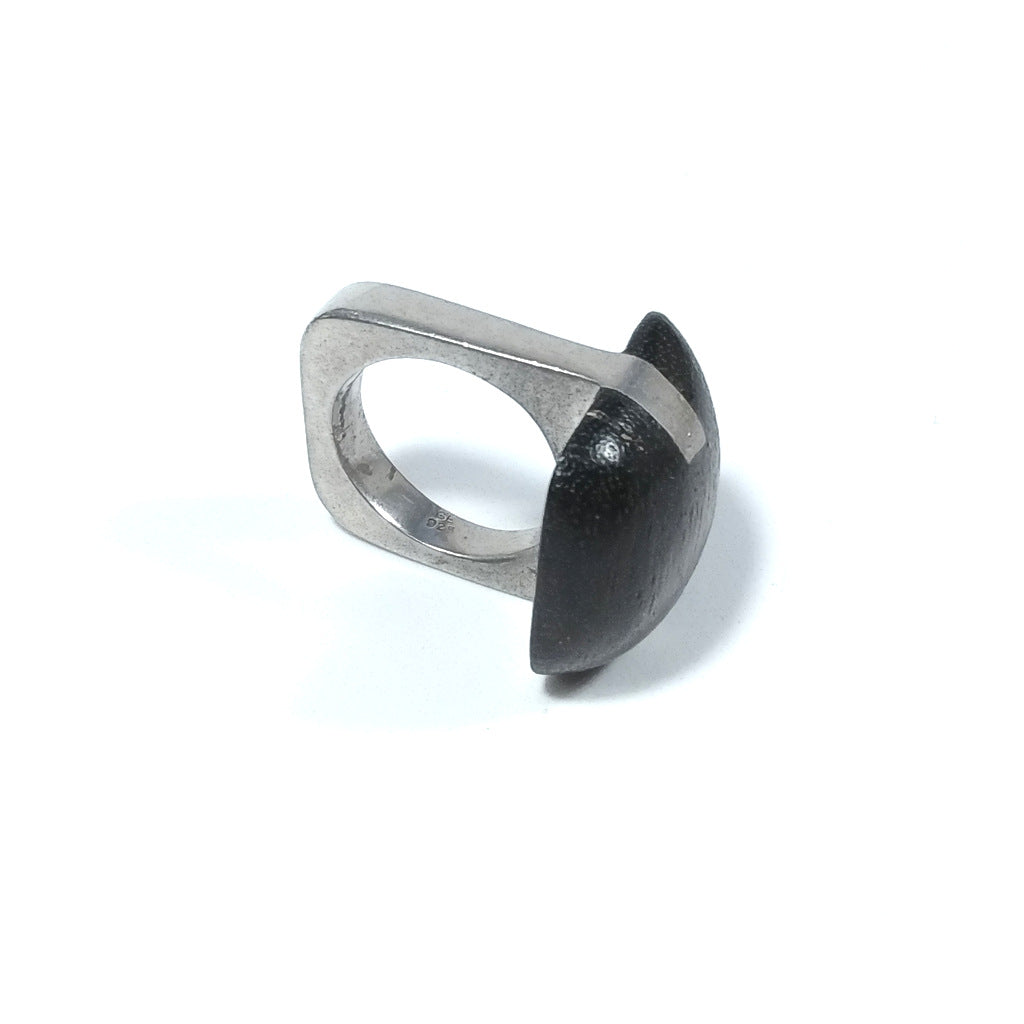ANELLO artigianale in argento 925 Anello con pietra Legno mogano | ANELLI ARGENTO