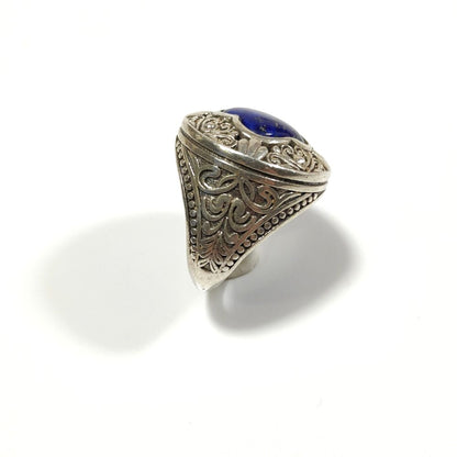 ANELLO ETNICO argento 925 Lapislazzuli - BHOJA – fascia laterale