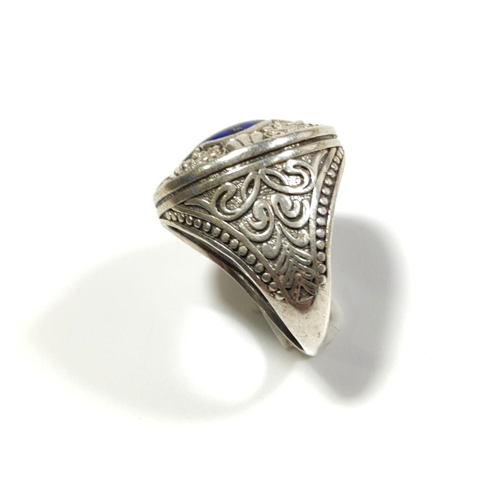 ANELLO ETNICO argento 925 Lapislazzuli - BHOJA - decorazione fascia