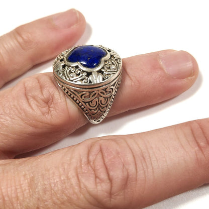 ANELLO ETNICO argento 925 BHOJA - Lapislazzuli