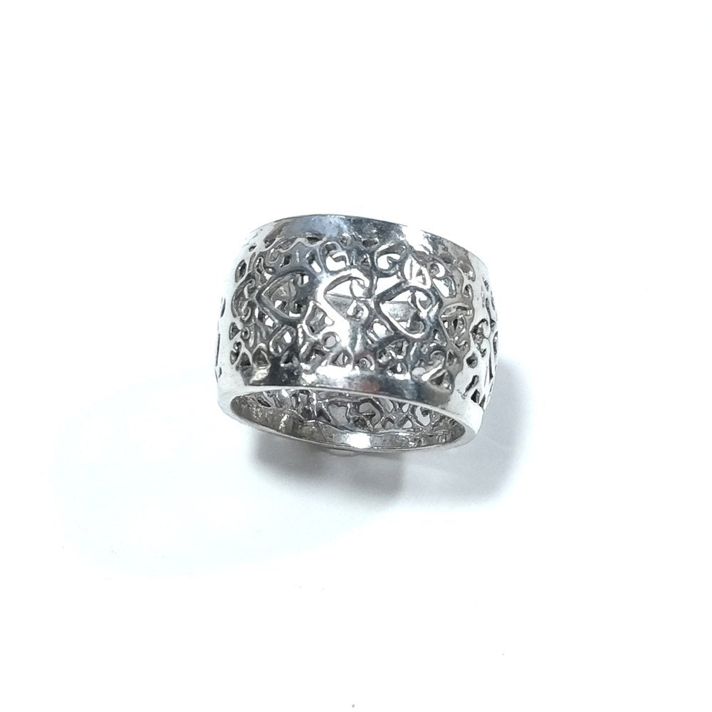 Anello fascia in argento 925 artigianale - cuori